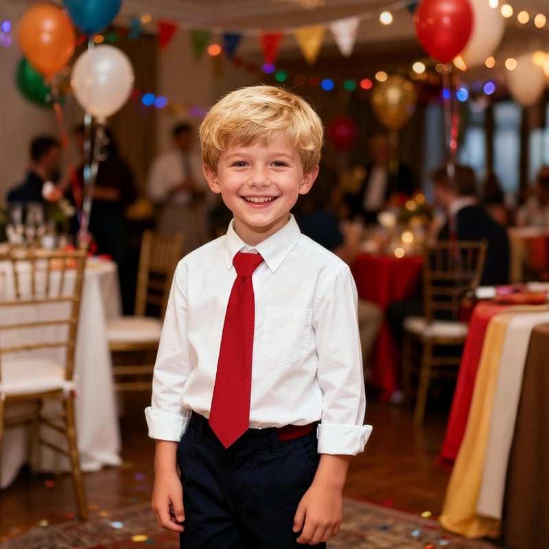 Sucrain 1pcs Boy's Necktie Pre-tied Adjustable Neck Strap Tie for Wedding Graduation School Uniforms - Image 4